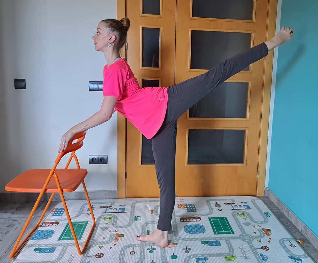 Standing arabesque lift ballet conditioning exercise demonstration