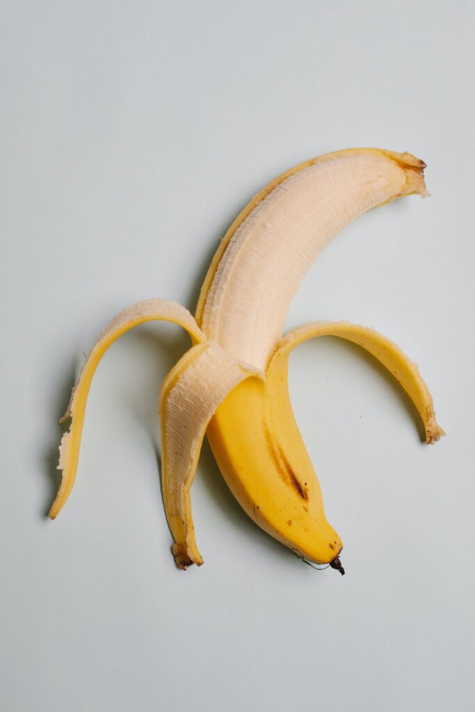 half peeled banana