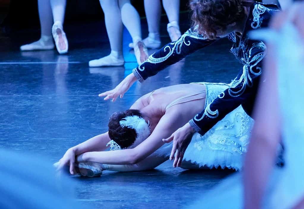 Odette portrayal during Swan Lake Ballet performance