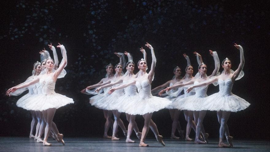 Series of dancers wearing white platter tutus