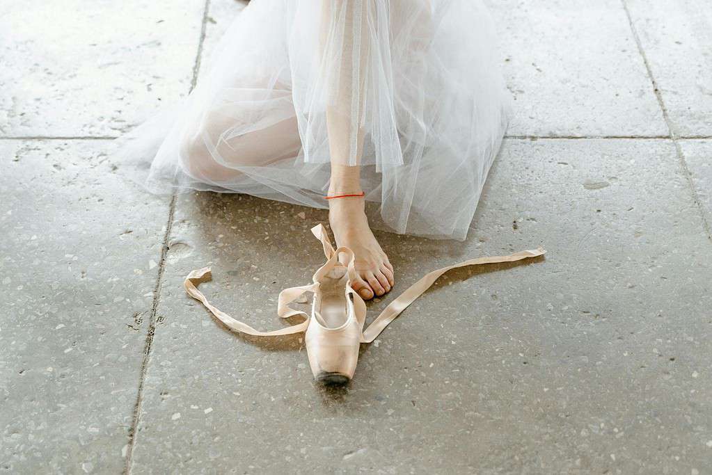 Ballerina foot and pointe shoe