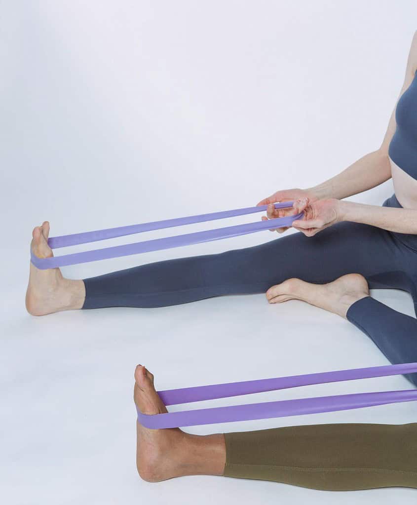 Hamstring stretch with theraband