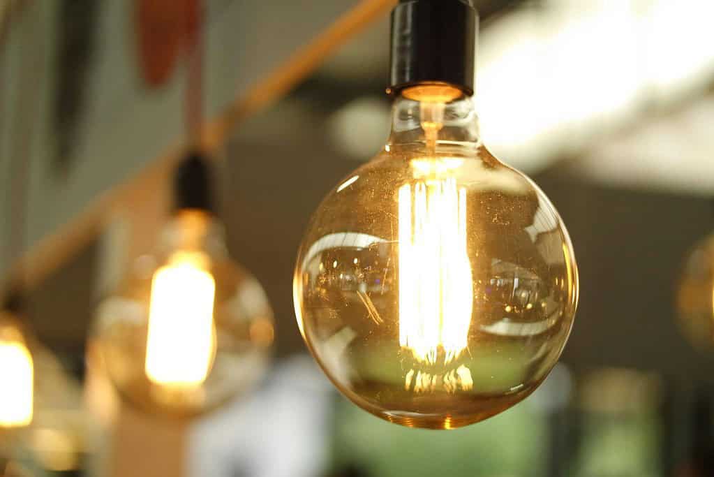 Series of hanging lightbulbs