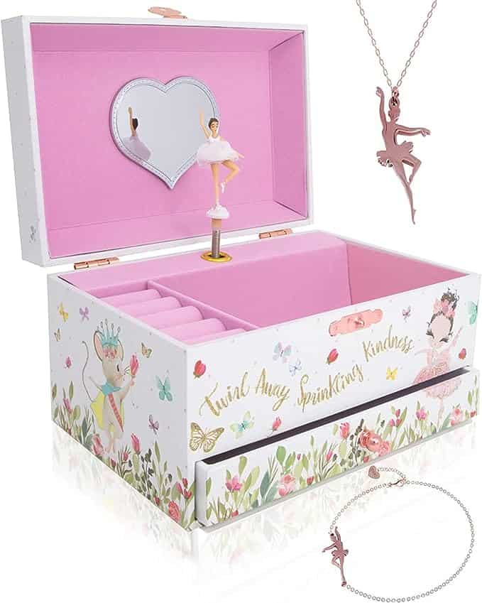 Pink ballerina jewlellry box dance gift idea