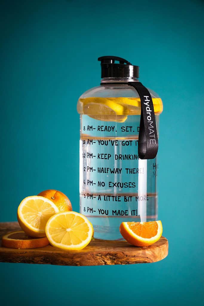 Water bottle with orange slices