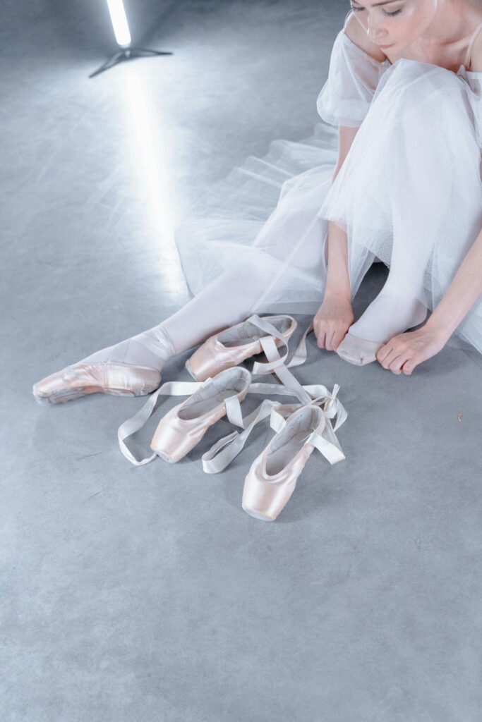 Dancer preparing for pointe work