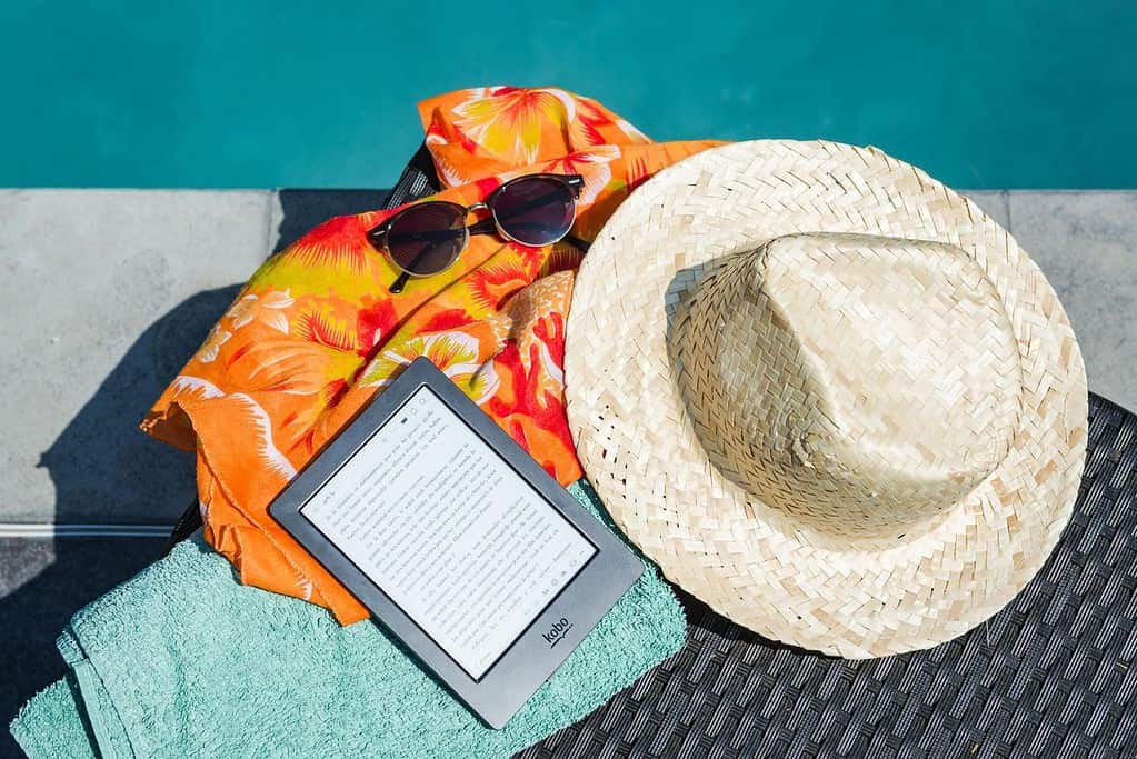 Relaxing during the ballet off-season by the pool