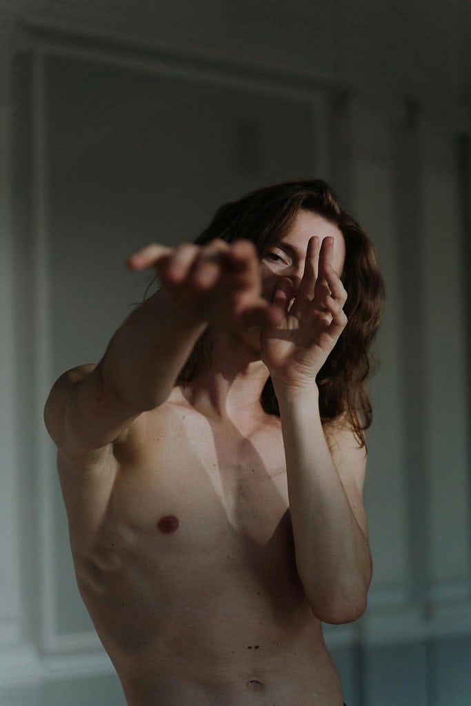 Male dancer practising his stage presence in the studio