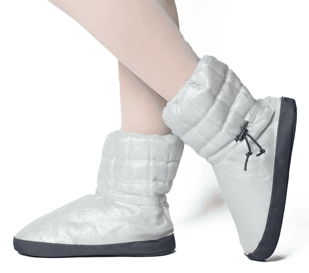 Silver Russian Pointe Quilted Warm Up Booties