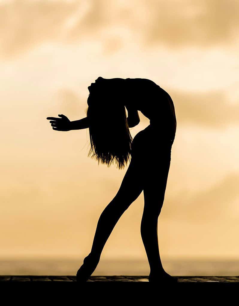 Silhouette of a dancer with her hair down